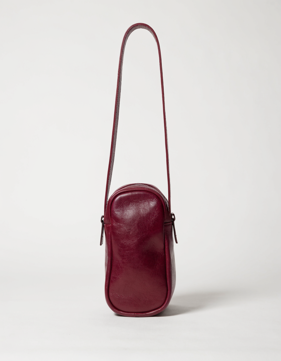 Burgundy leather crossbody bag