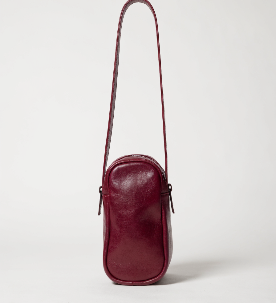 Burgundy leather crossbody bag