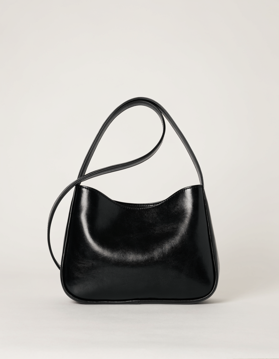 Black leather shoulder bag