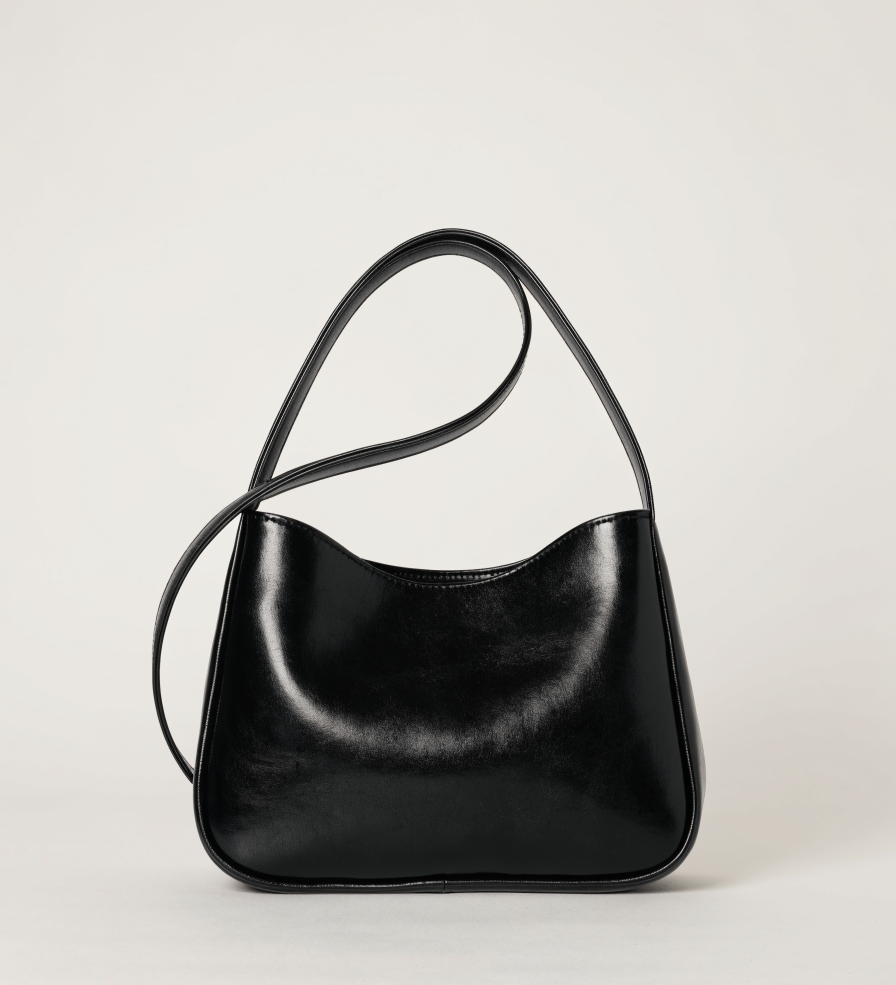 Black leather shoulder bag