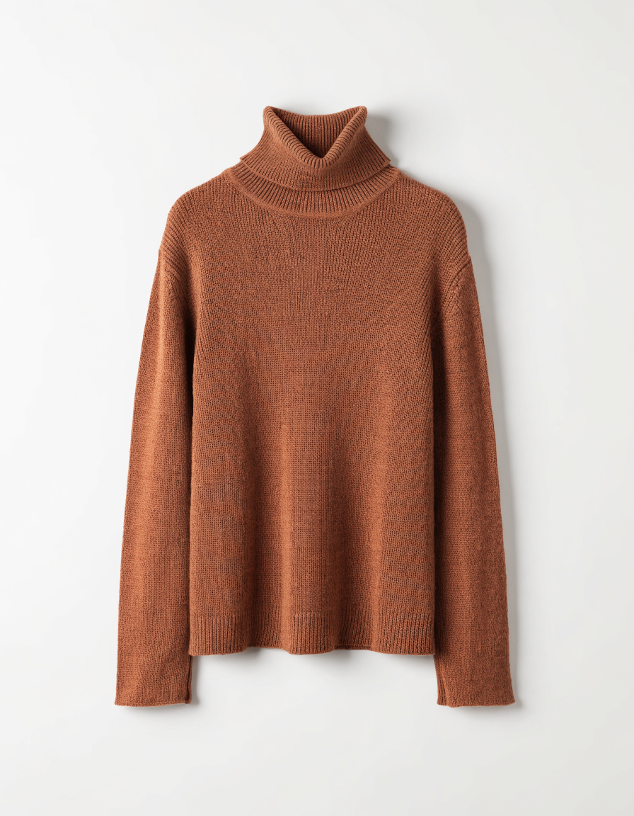Rust knit turtleneck sweater