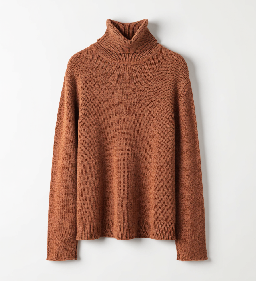 Rust knit turtleneck sweater