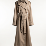 Beige double-breasted trench coat