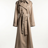 Beige double-breasted trench coat