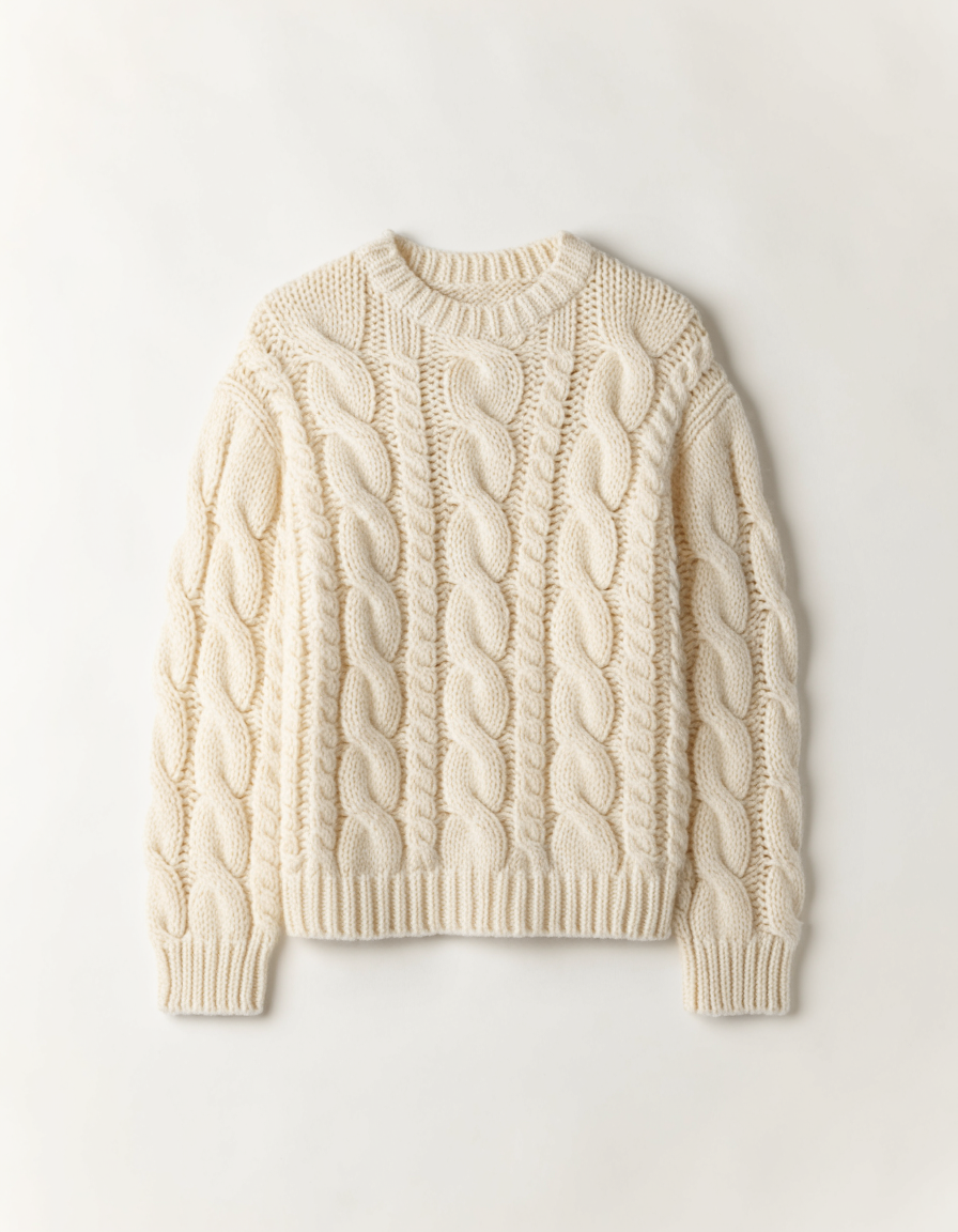 Cream cable-knit sweater