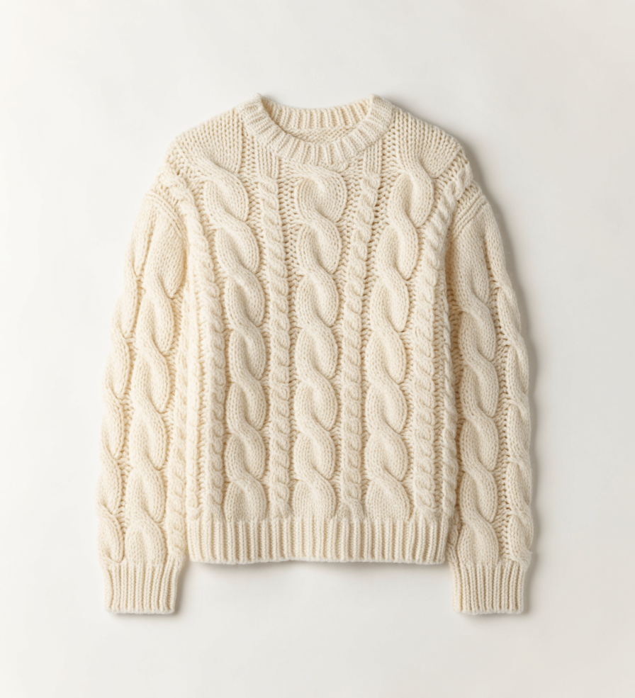 Cream cable-knit sweater