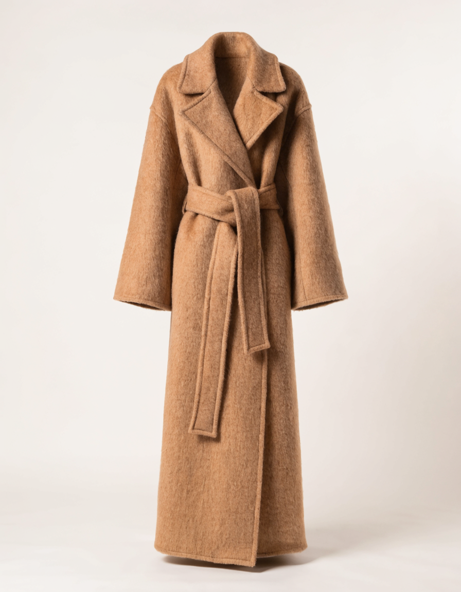 Camel wool wrap coat