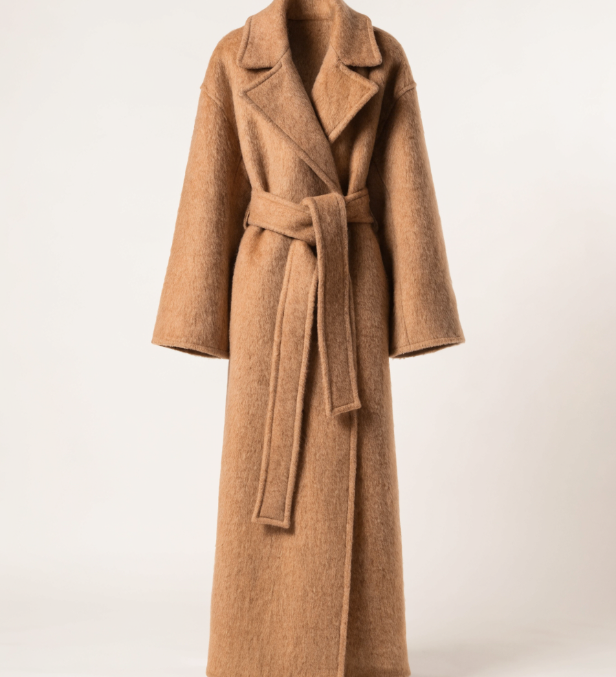 Camel wool wrap coat