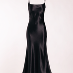 Black satin slip dress