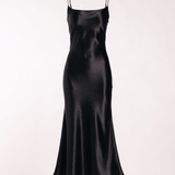 Black satin slip dress
