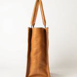Tan structured leather tote bag