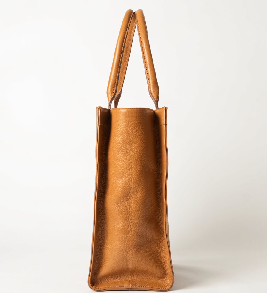 Tan structured leather tote bag