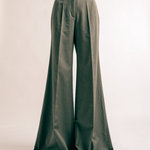 Olive wide-leg trousers