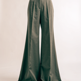 Olive wide-leg trousers